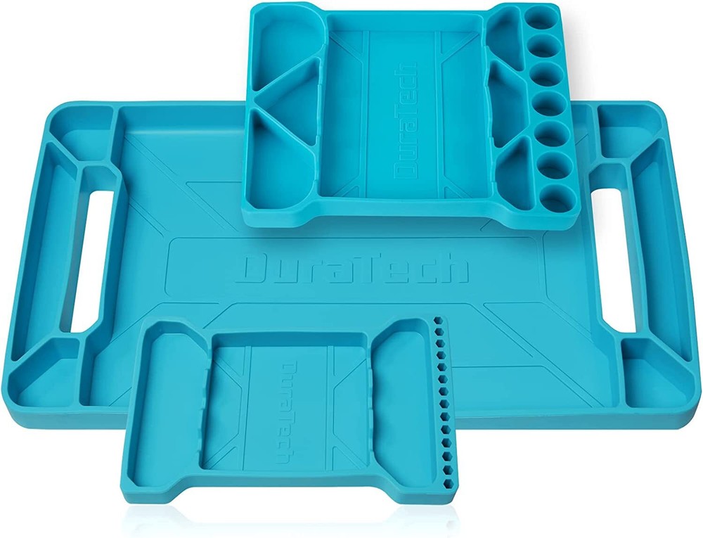 DURATECH Flexible Tool Tray Silicone Tool Holder Blue/Pink/Green 3pack Durable