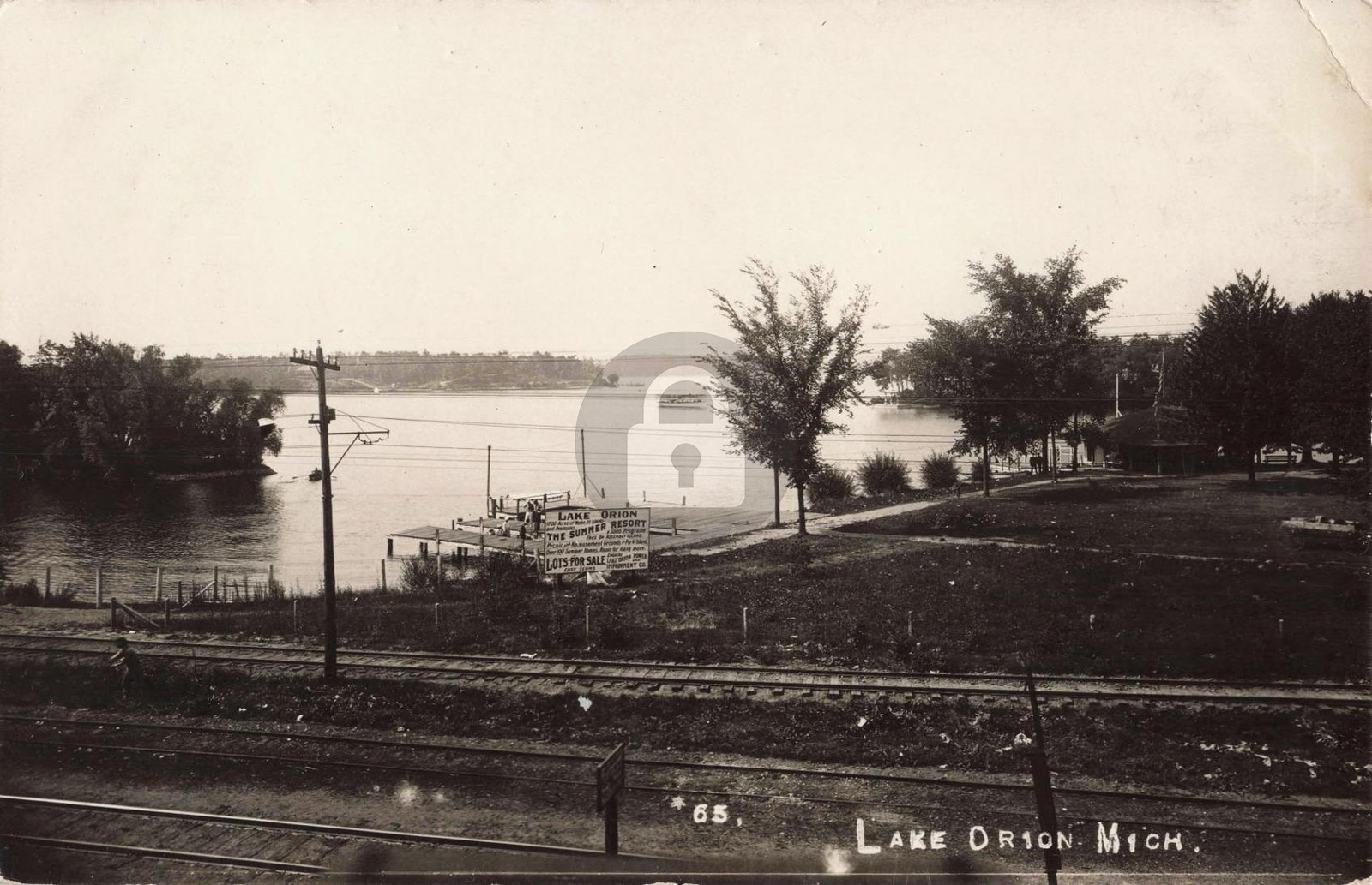 Railroad Lake Orion MI Michigan 1911 RPPC Photo Postcard COPY