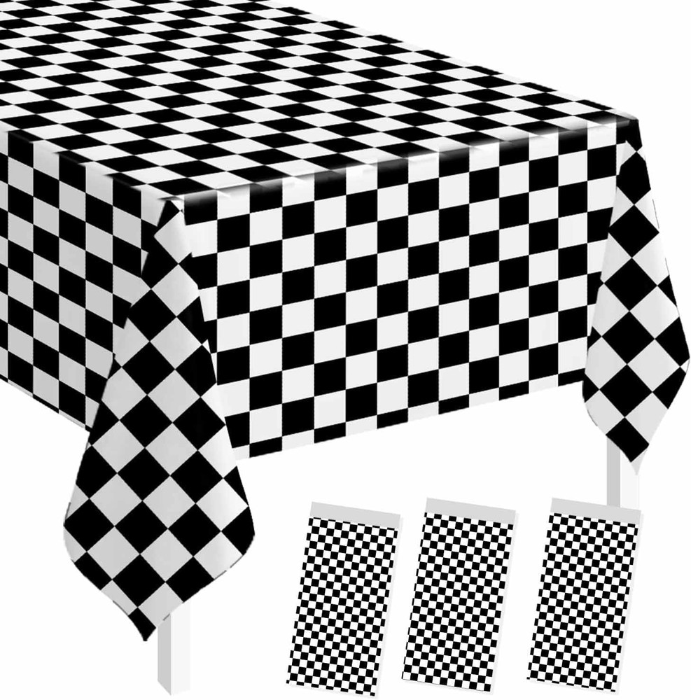 SietDESEO 3 Pack Checkered Tablecloth Plastic 3 Pack,