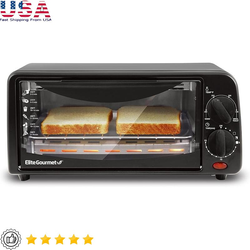 Personal Compact 2 Slice Countertop Toaster Oven with Adjustable Temperature