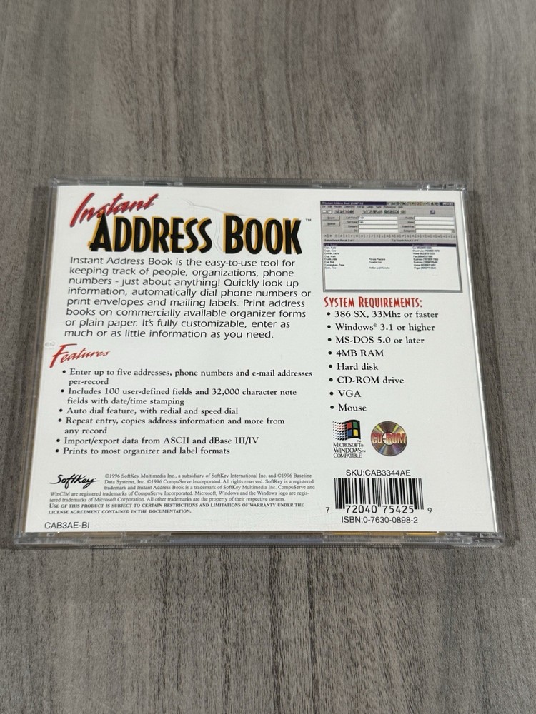 Windows, Instant Address Book Software