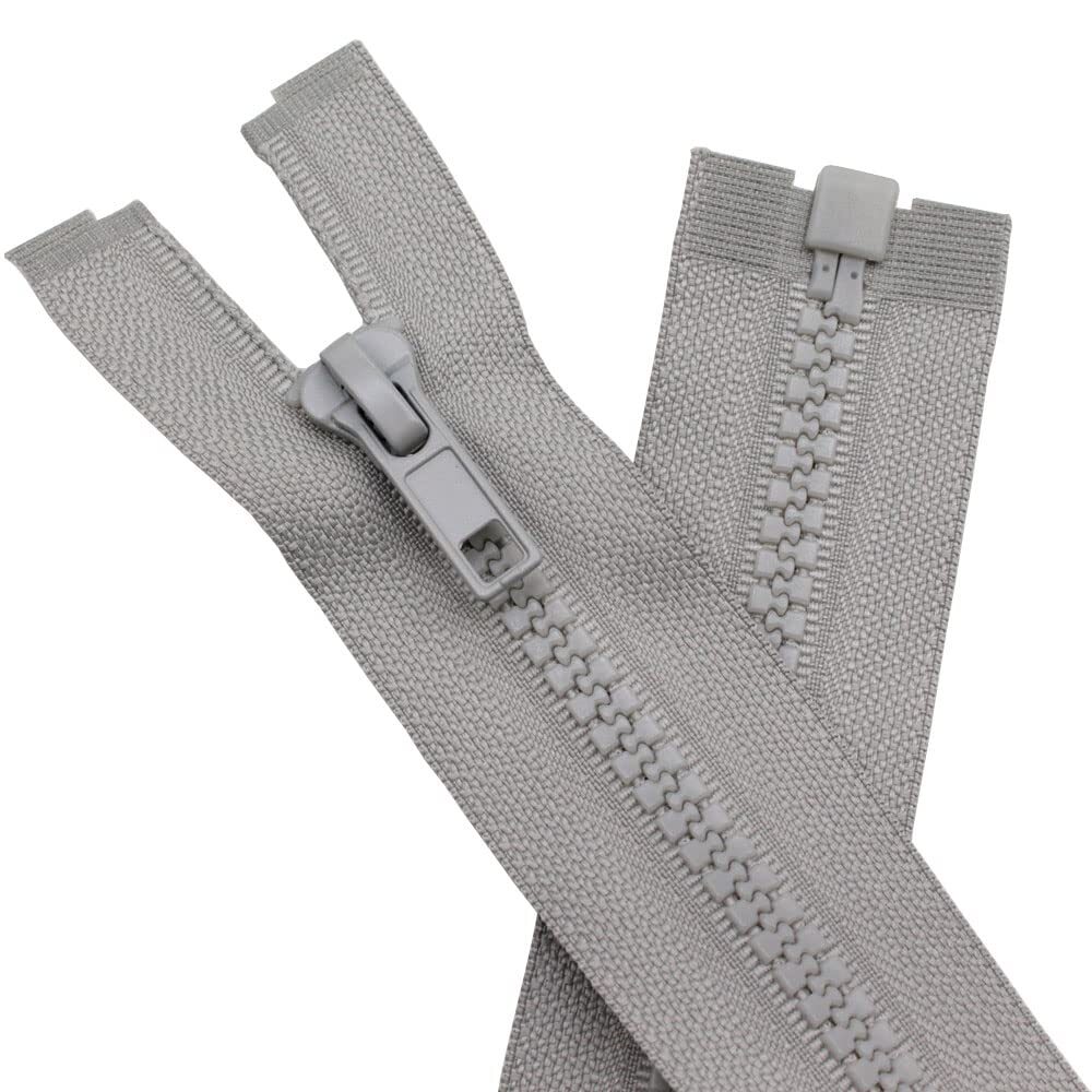 2pcs 27" #5 Separating Jacket Zippers Gray Molded Plastic Sewing Coats