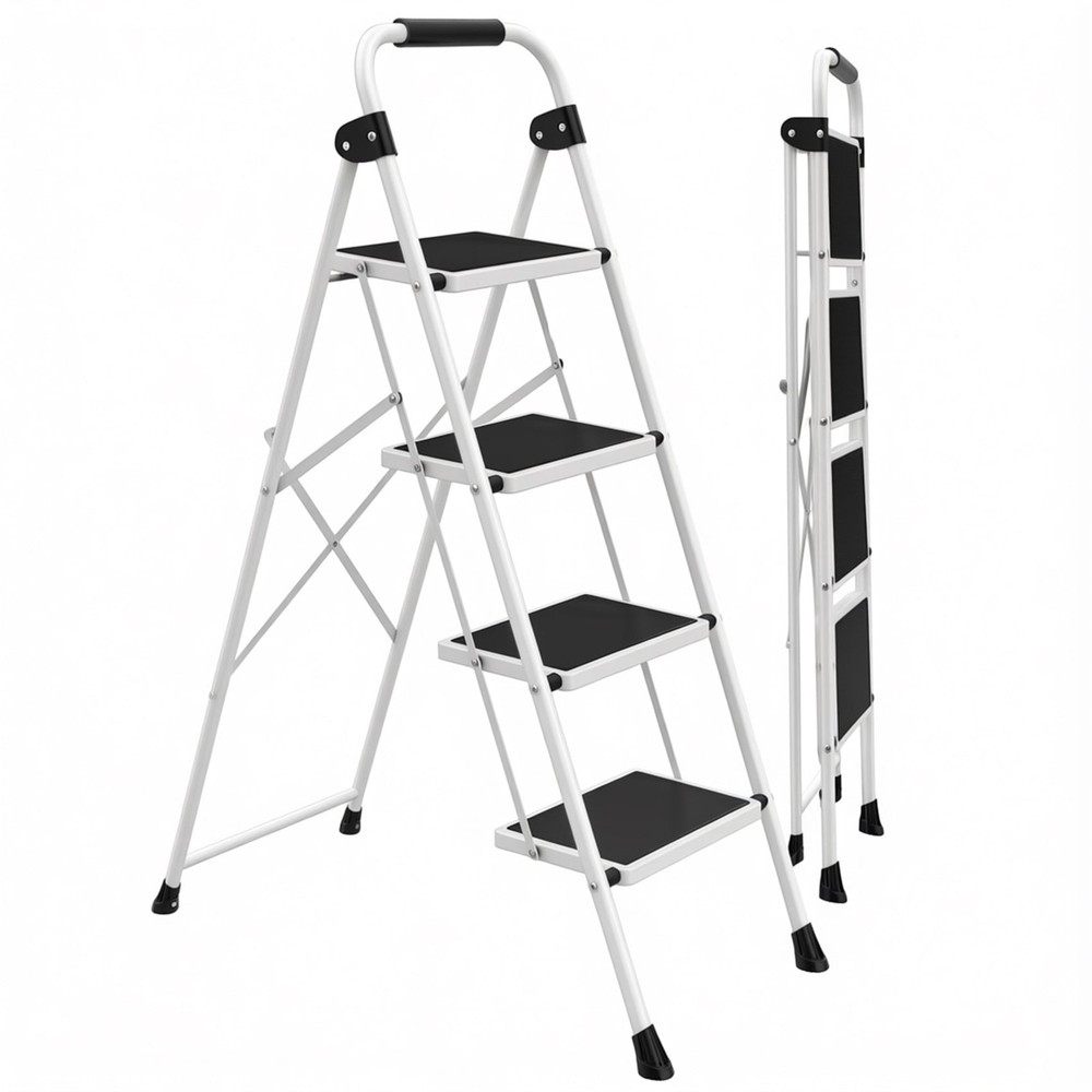 Step Ladder,Ultra-Thin Folding Step Stools 330 lbs Capacity, 2-Inch Thin