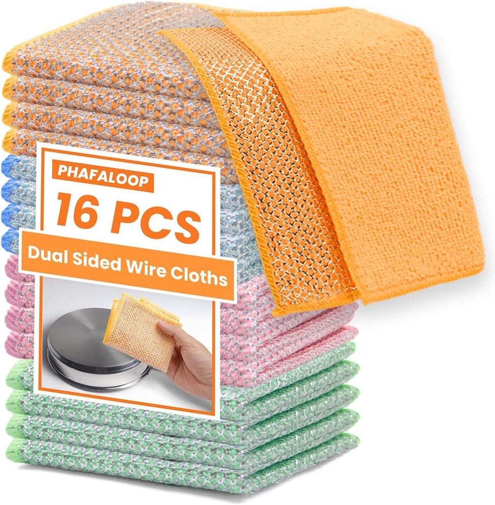 Multipose Wire Dishwashing Rags, Upgraded -Sided Non Scratch Wire