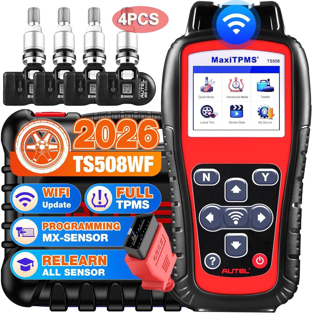 Autel MaxiTPMS TS508WF TPMS Programming Scanner Tool+ 4PCS TPMS MX-Sensor Metal