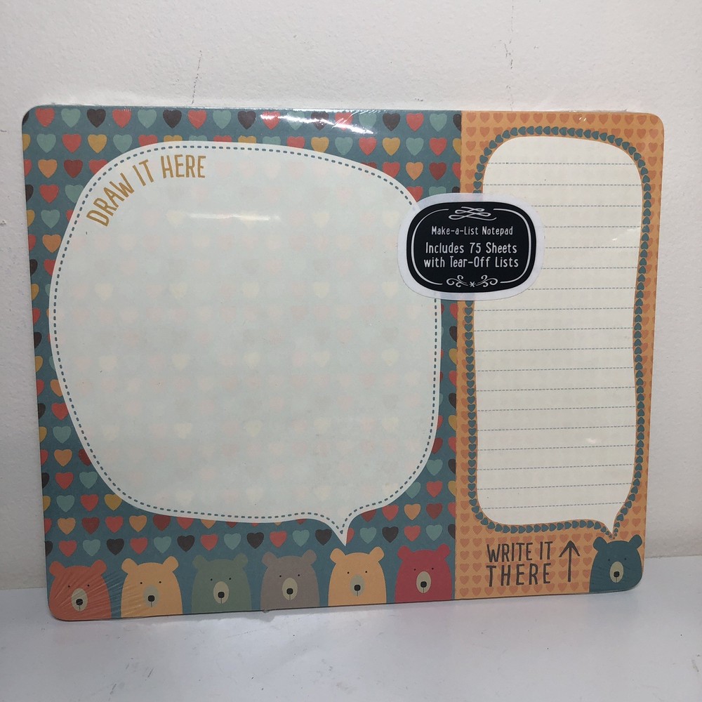 Teddy Bears Notepad Mousepad To Do Lists Colorful Make A List Hearts