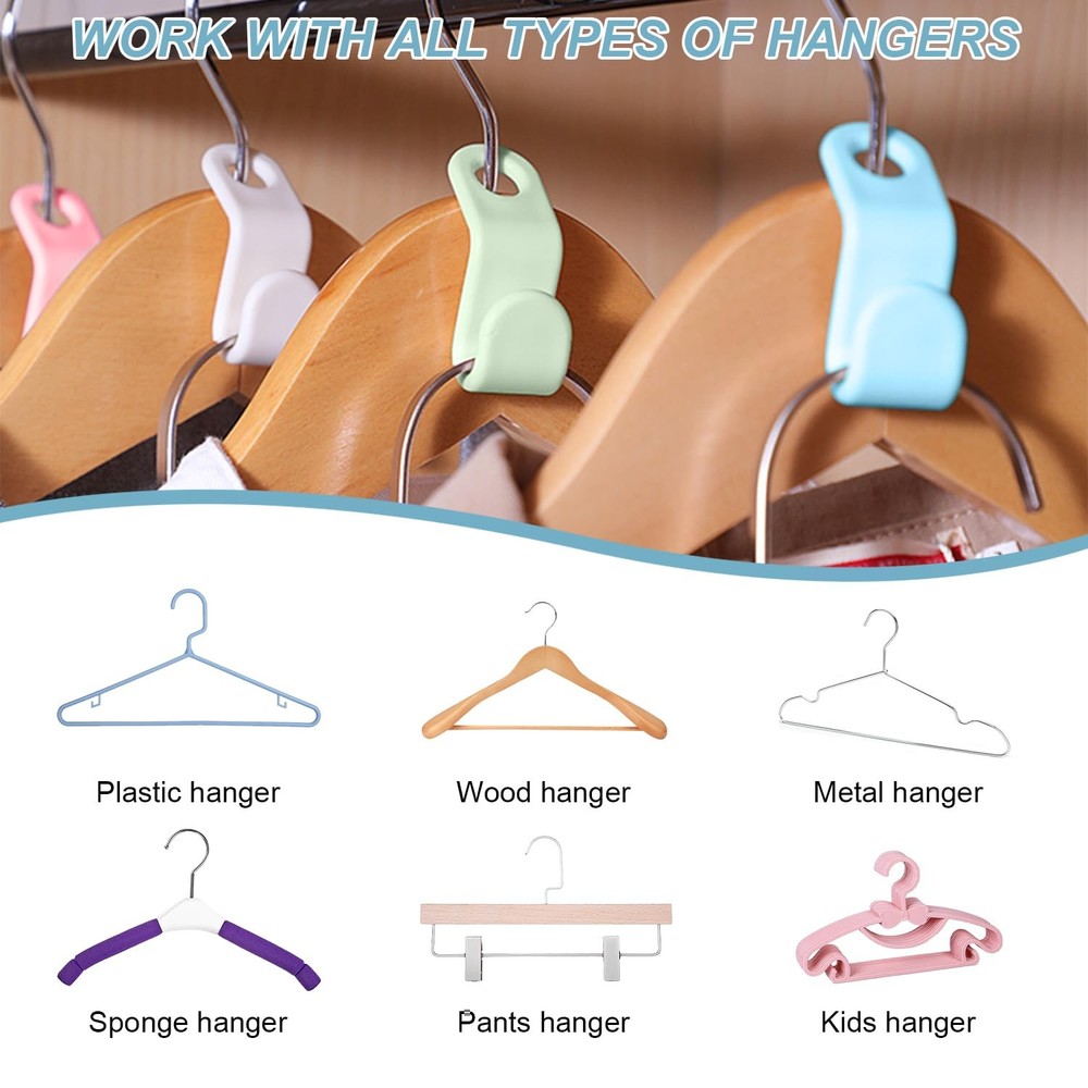 50 PCS Clothes Connector Hooks Space Saving Hanger Stacking Extender