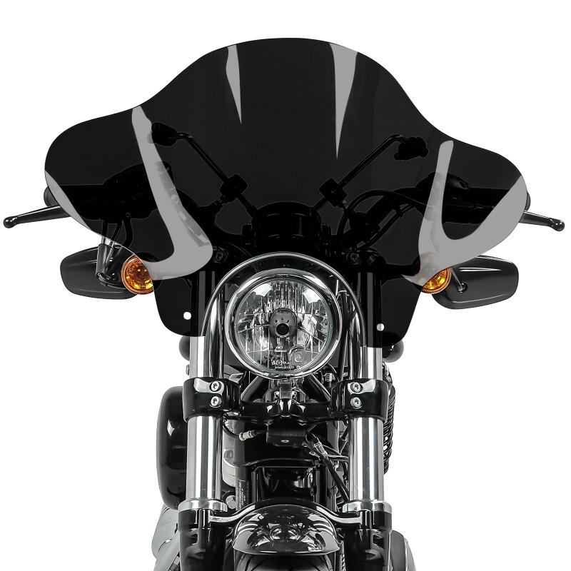 Windshield Batwing + 4-Point Mounting Kit for Custom Bikes dark smoke