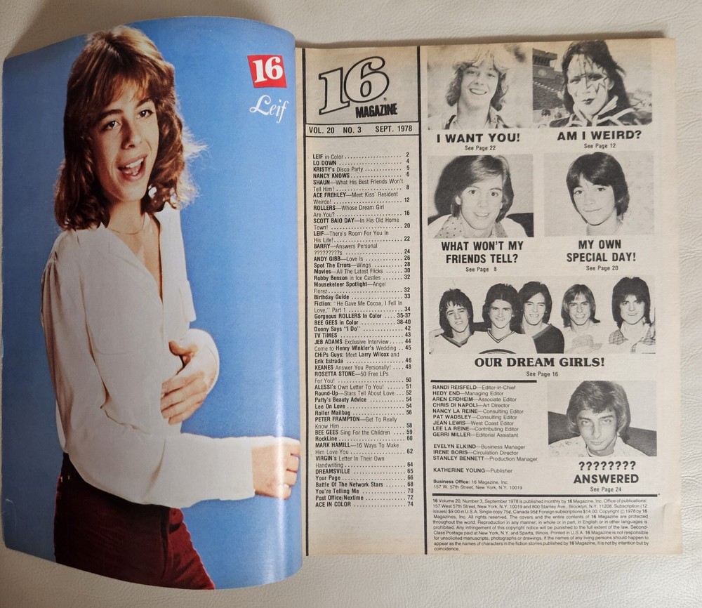 16 Magazine September 1978 KISS, ROLLERS, ACE FREHLEY