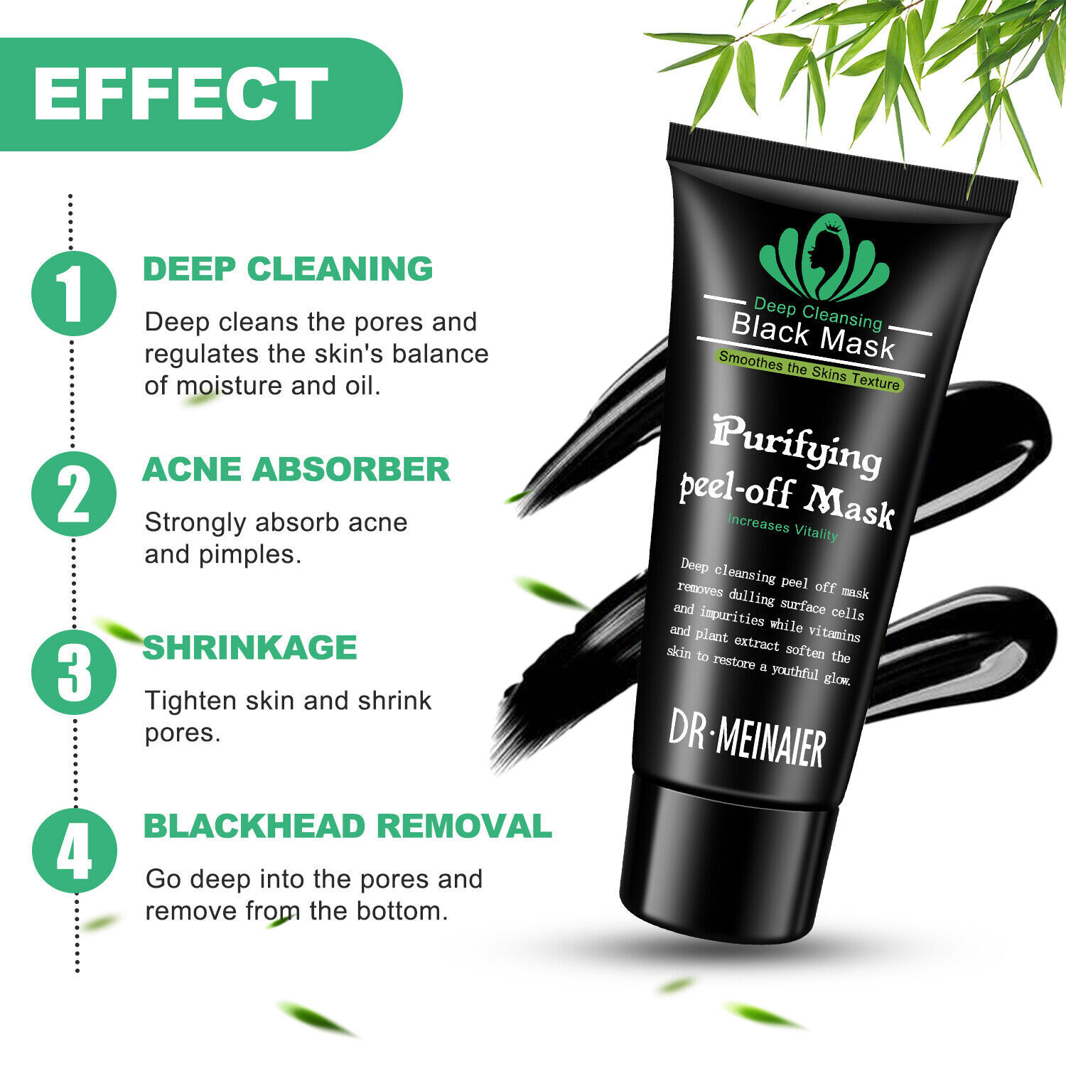 Purifying Acne Peel-off Mask ​Facial Cleansing Blackhead Remover Charcoal Mask