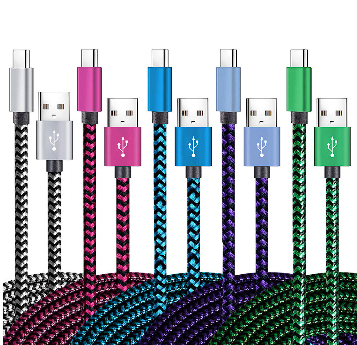 5 Pack Braided USB-C Charging Cables –6FT Fast Charge Type-C for Samsung Android