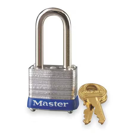 Master Lock 7Lf Padlock, Keyed Different, Long Shackle, Rectangular Steel Body,