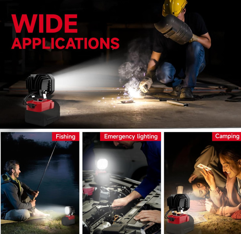 40W 6000LM LED Work Light Flashlight Compatible with Milwaukee 18V Battery