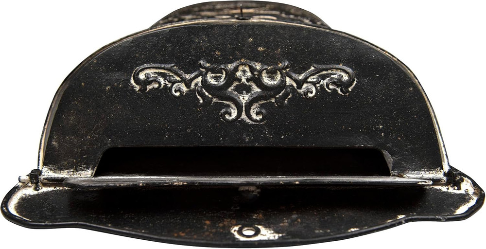 Black Embossed Tin Post Letter Box