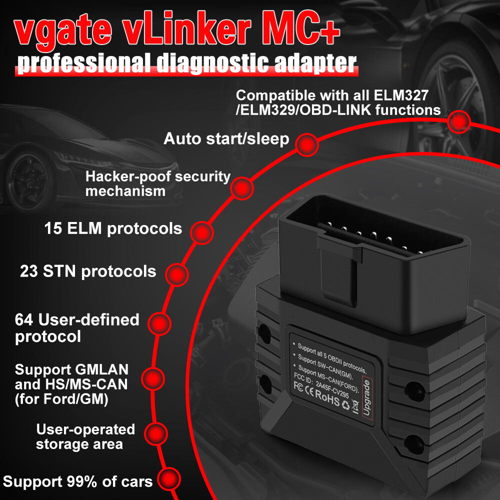 Vgate vLinker MC+ Bluetooth 4.0 OBD2 Car Diagnostic Scanner for IOS Android