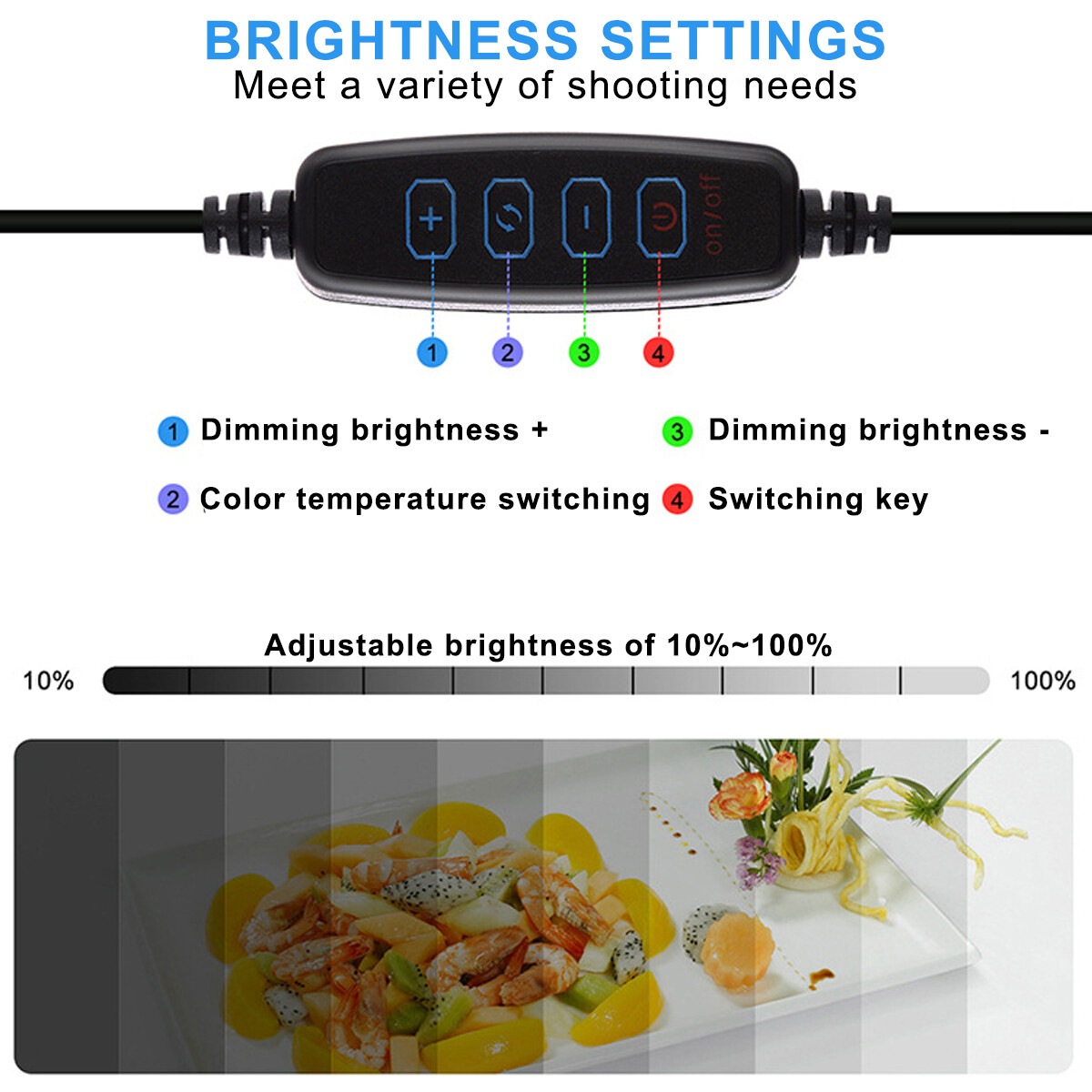 12" Large LED Light Box Photo Tent Dimmable Photography Studio Shooting Backdrop