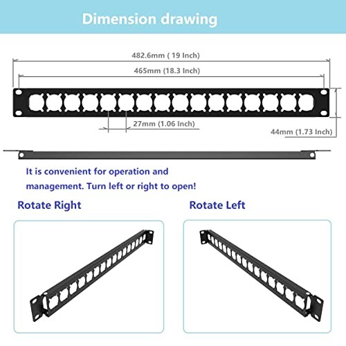 1U Hinged Rack Panel XLR HDMI Audio Rack Mount Panel with 16 D-Series Punch