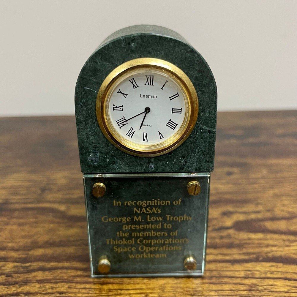 George M. Low Trophy Nasa Thiokol Space Marble Clock Space Operations Program VG
