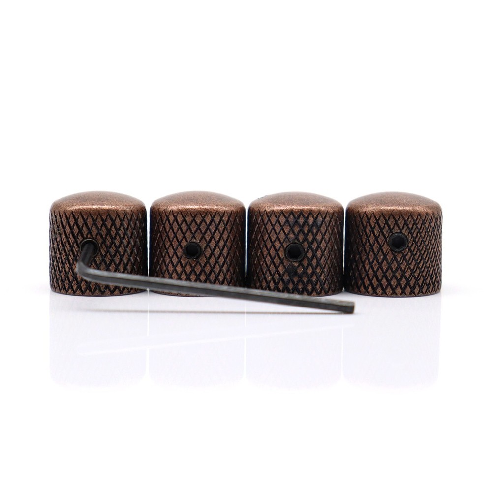 4Pcs Red Copper Metal Dome Knobs Guitar/Bass Volume Tone Speed Control Knobs
