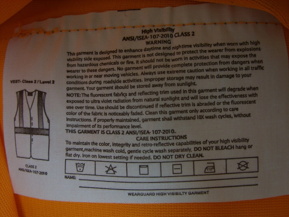 WearGuard - Orange High Visibility Reflective PPE Construction Work Vest #1085