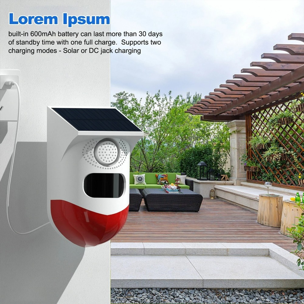 Solar Wireless Driveway Alarm Waterproof PIR Motion Sensor Home Security System