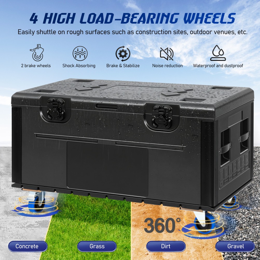 44"x22"x25" Cable Trunk Road Case with Wheels Professional Stackable Road Case