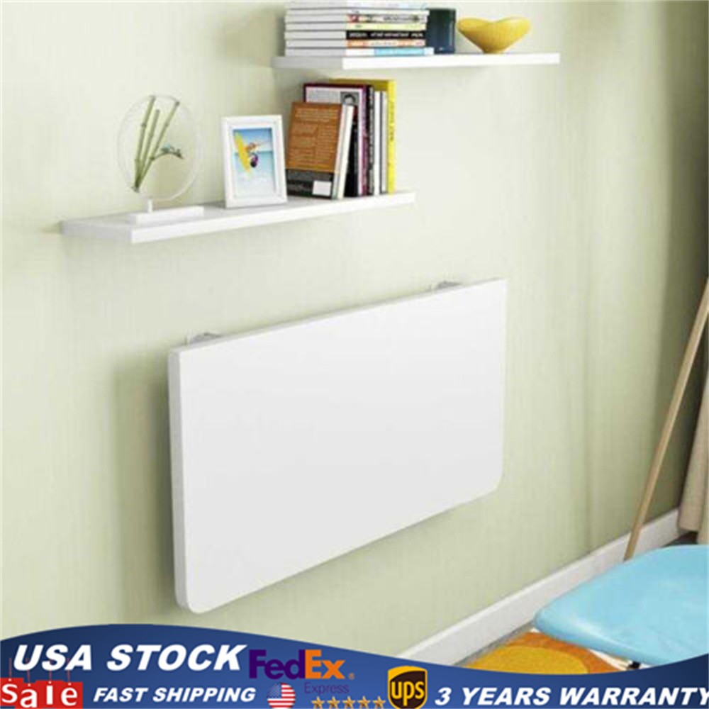 Folding Wall Table Fold Down Study Writing Desk Kitchen Floating Storage Shelf.