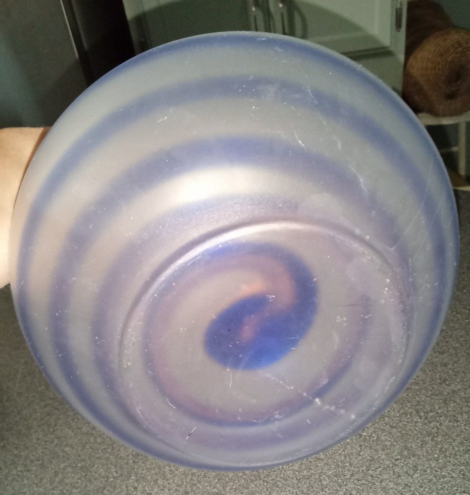 Frosted And Blue Swirl Vase