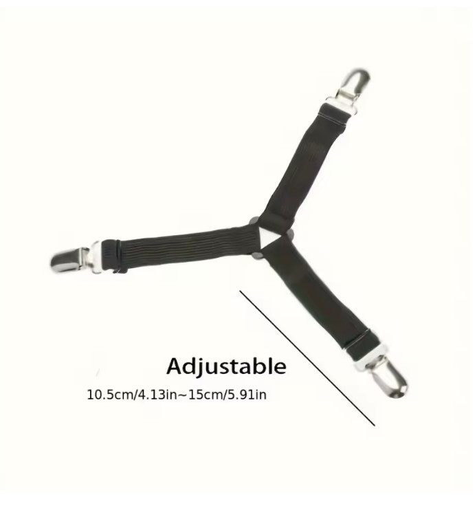 4PCS Bed Sheet Clips Anti Slip Adjustable Straps for Sheets Tablecloth