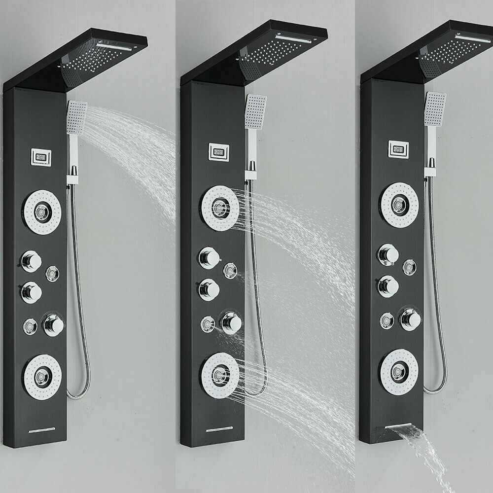Shower Panel Tower System Stainless Steel 5 Function Rain&Waterfall Faucet Set
