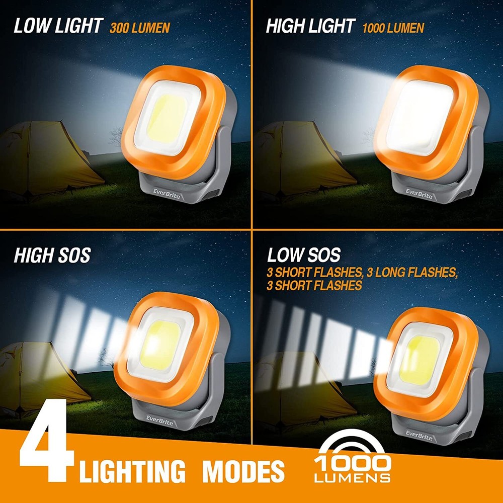 EverBrite Rechargeable 1000 Lumens Work Light Orange/White/COB Work Light 3Modes