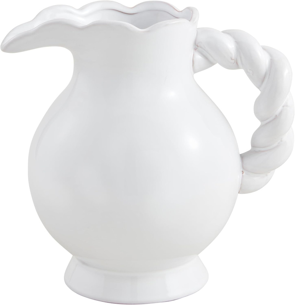 Twisted Handle Ceramic Pitcher; 70 Oz