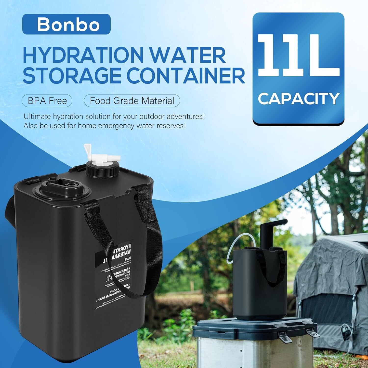 11L Hydration Water Storage Container Camping Outdoor BBQ BPA Free Food Grade