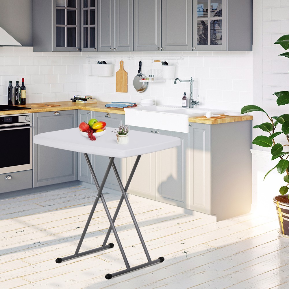30'' Plastic Folding Tables Rectangular Utility Table Adjustable Height White