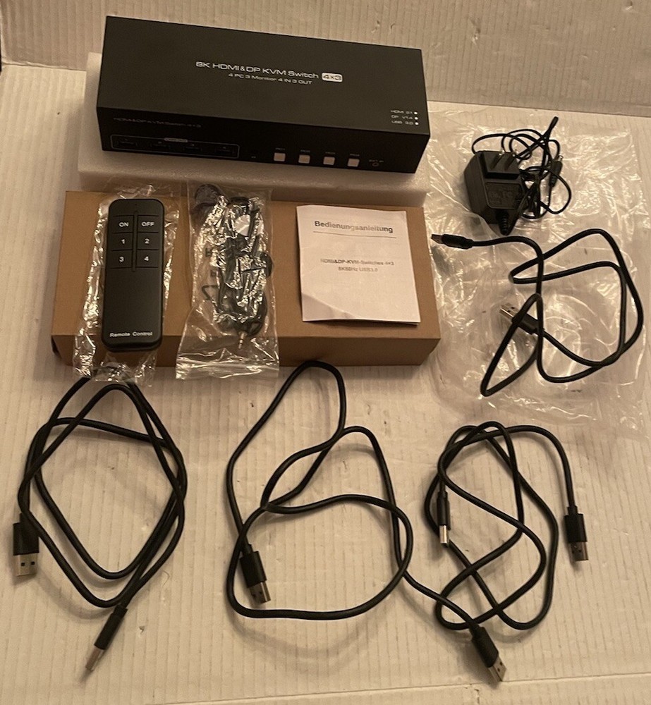 8K HDMI & DP KVM Switch 4x3 60Hz USB 3.0