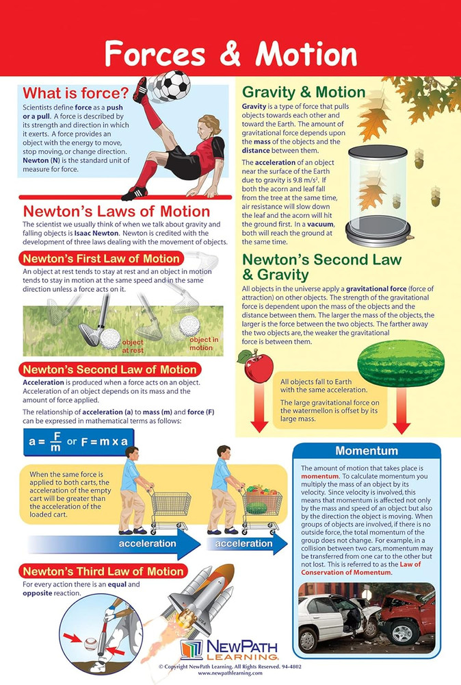 Newpath Physical Science Posters, Set/5 (Forces/Motion, Electricity, Magnetism,