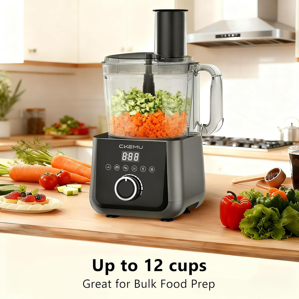SMART FOOD PROCESSOR AND VEGETABLE CHOPPER, 12 CUP BOWL 6 FUNCTION