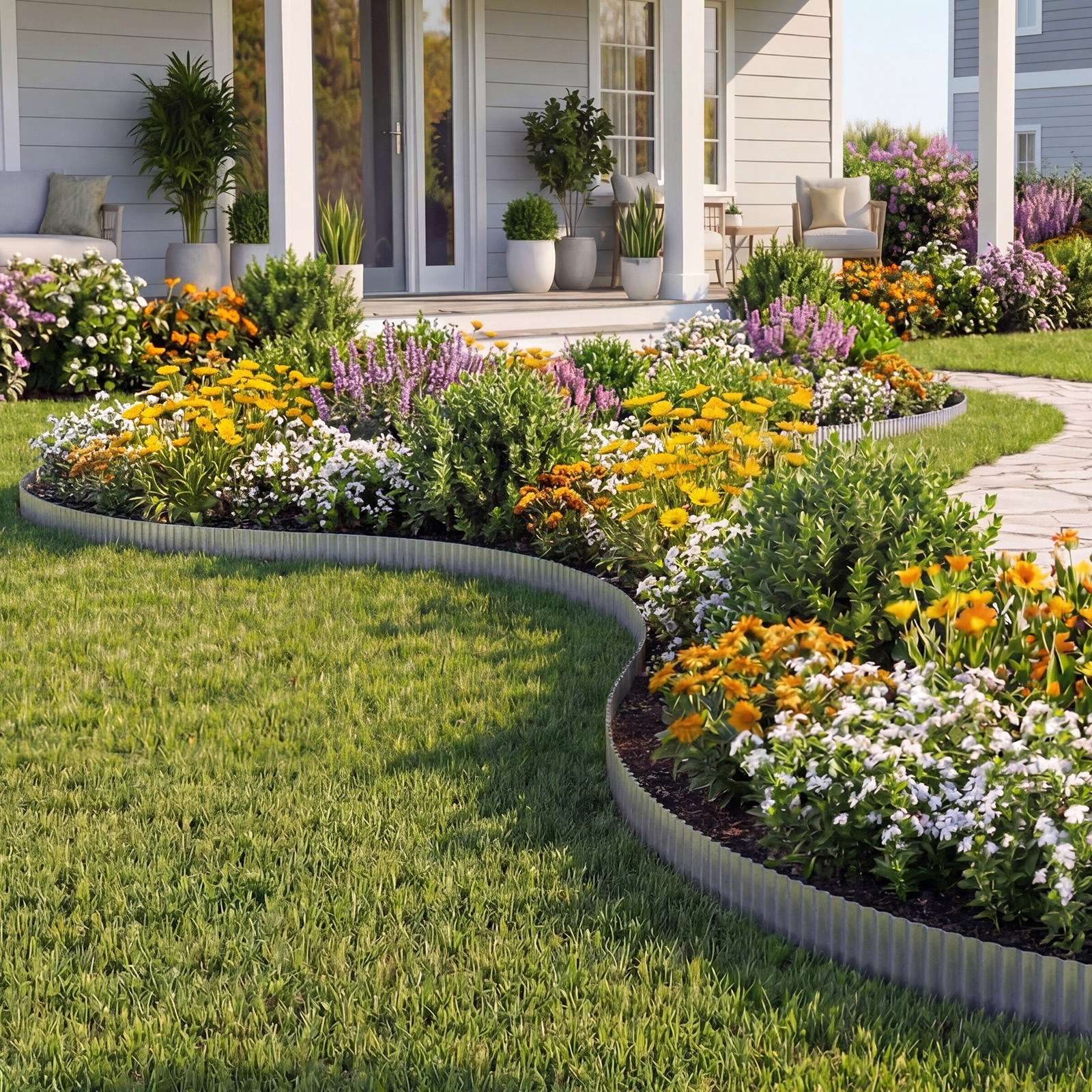 VEVOR Galvanized Steel Landscape Edging 50 ft x 6 in Metal Garden Edging