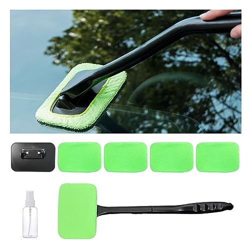 Car Windshield Cleaning Tool, Microfiber Window Cleaner Set with 4 Washable