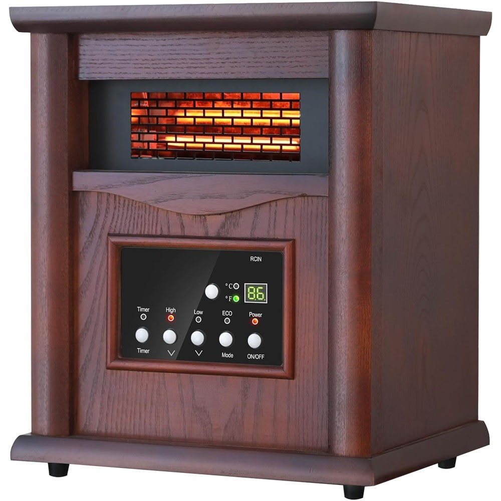 Trustech Infrared Electric Space Heater 1500W w/ Remote Control ECO Mode Cherry