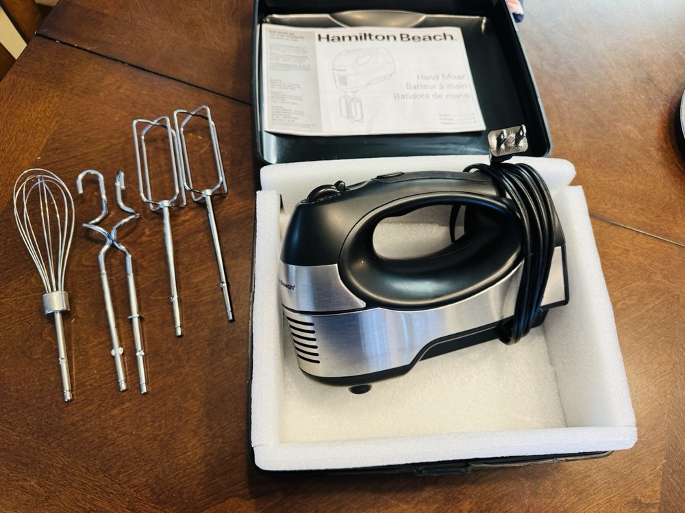Hamilton Beach Performance 6-Speed Hand Mixer with Storage Case 7 PCS Chrome Blk
