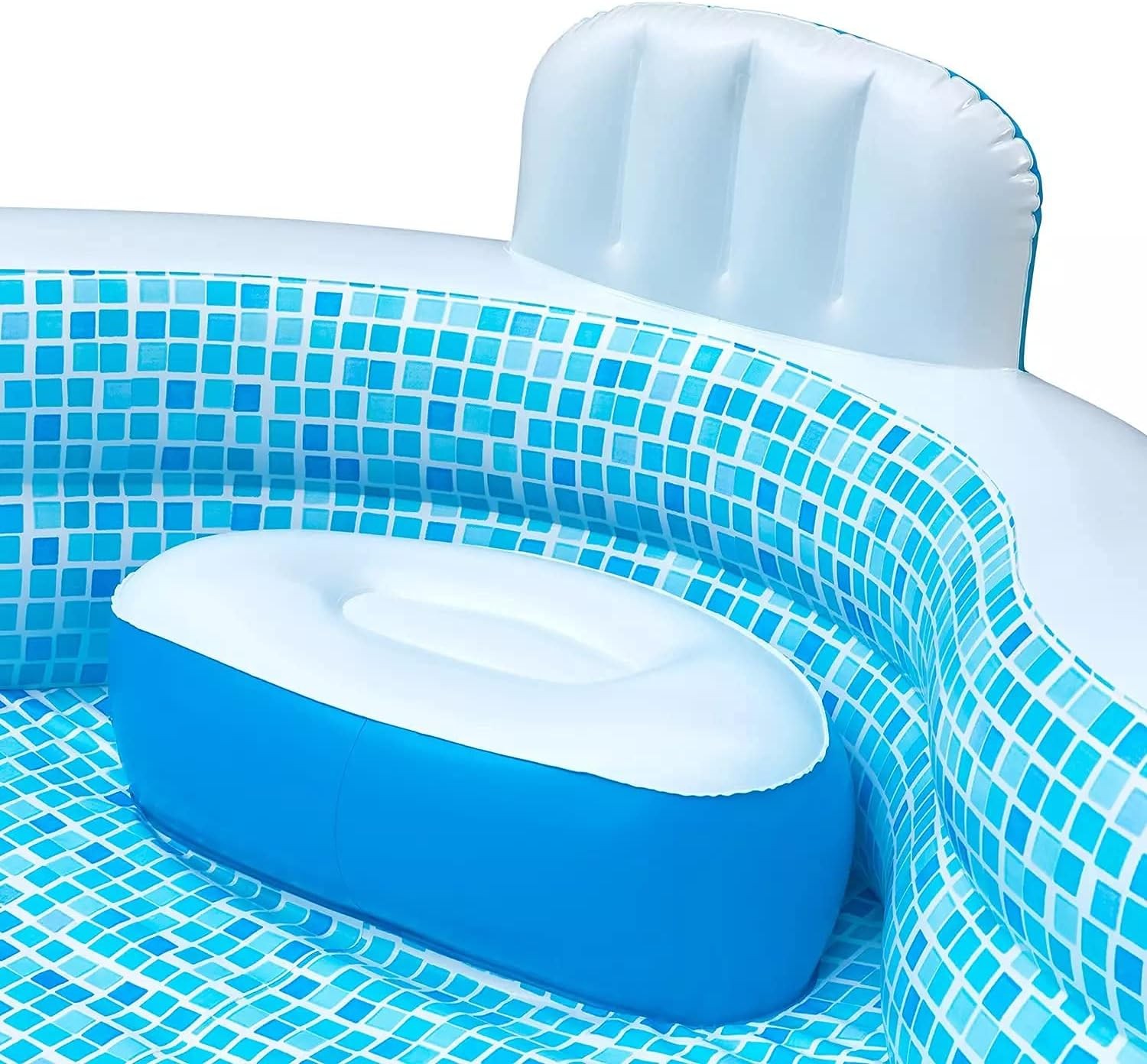 Members Mark Elegant Family Inflatable Pool 10ft 2 Seats Backrests Blue