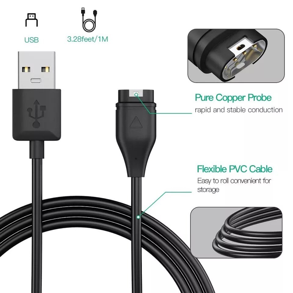 Compatible for Garmin Watch Charger Cable (2 Pack)