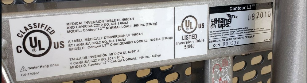 Teeter Hang Ups Contour L-3 Inversion Table