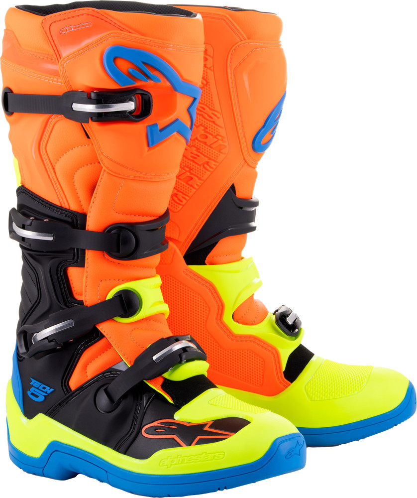 Alpinestars Tech 5 Boots 13 Blue/Orange/Yellow Fluo