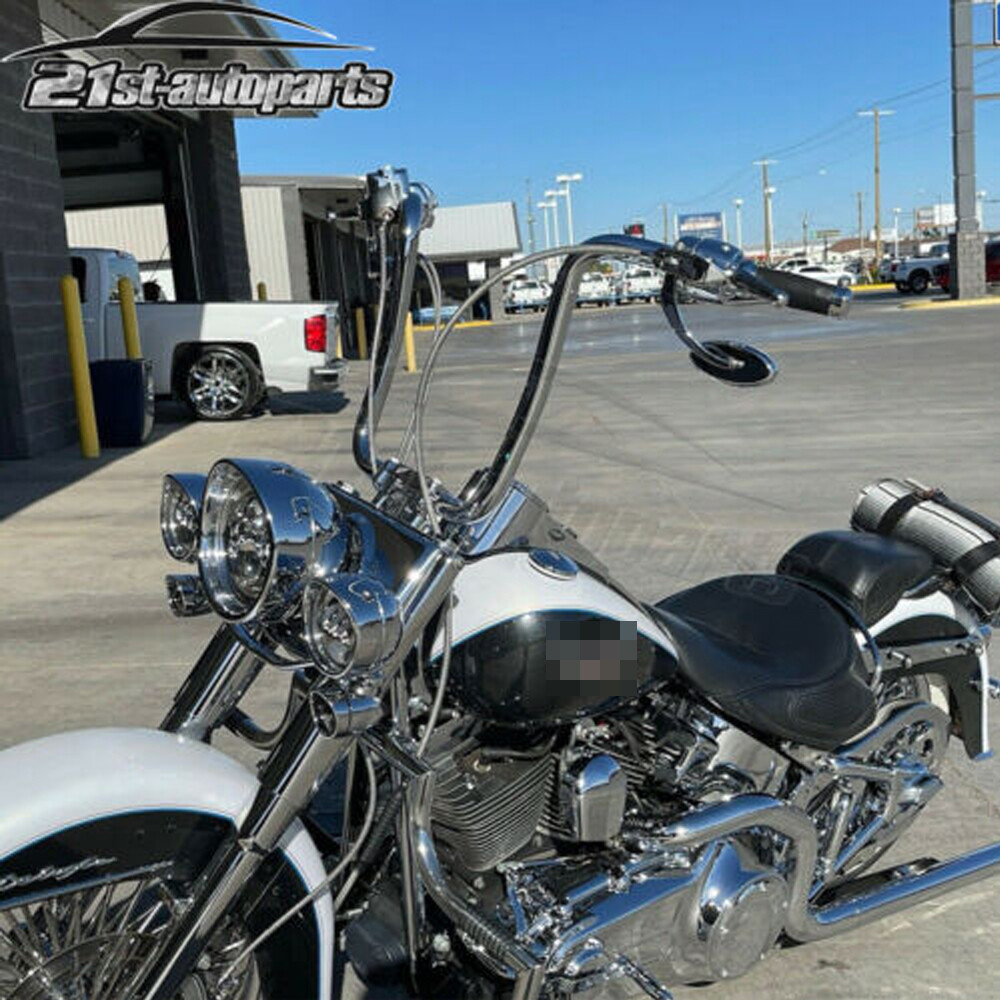 Chrome Rise 16" Gangster APE Cruved Handlebar For Harley Softail Road King Glide