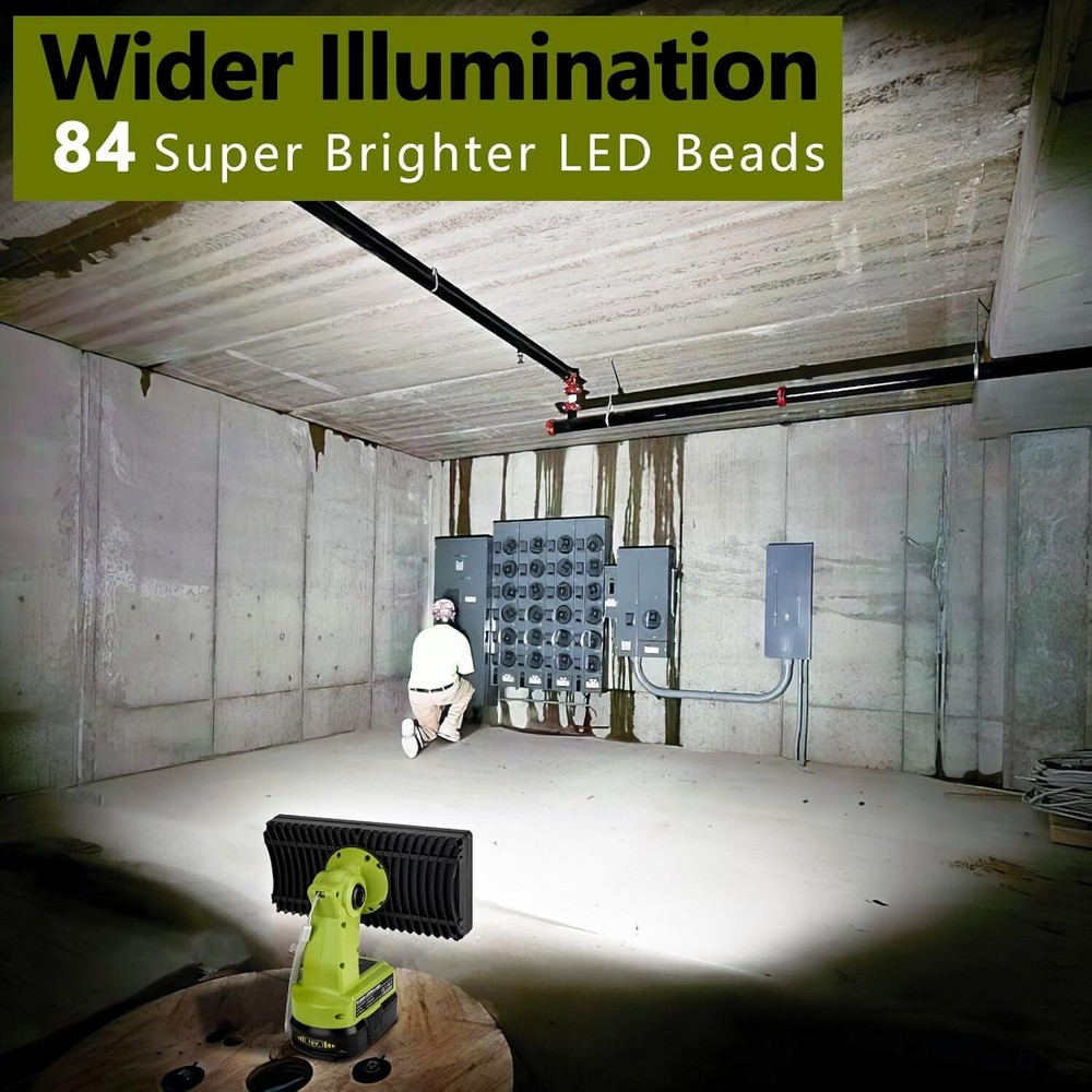 4200LM Flashlight Cordless Led Work Light Floodlight Spotlight for Ryobi 18V