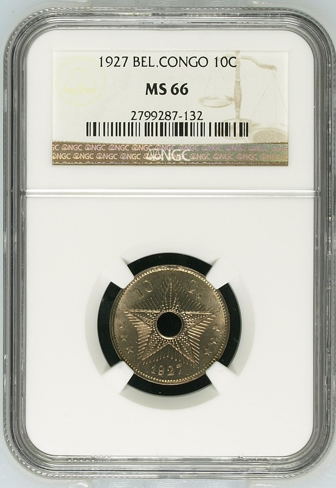 Belgian Congo 1927 10 Centimes NGC MS66