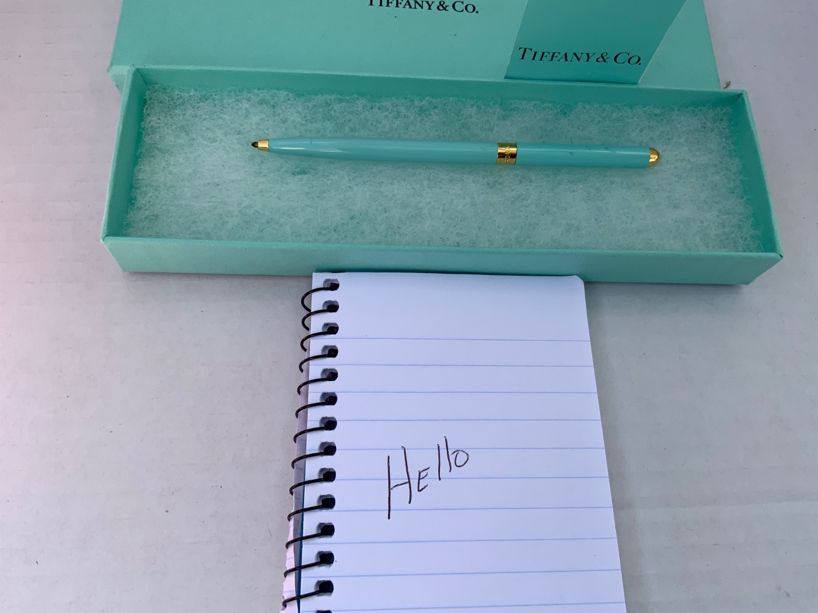 Tiffany & Co. Gold Plated & Blue Lacquer Enamel Ballpoint Pen -New in Box