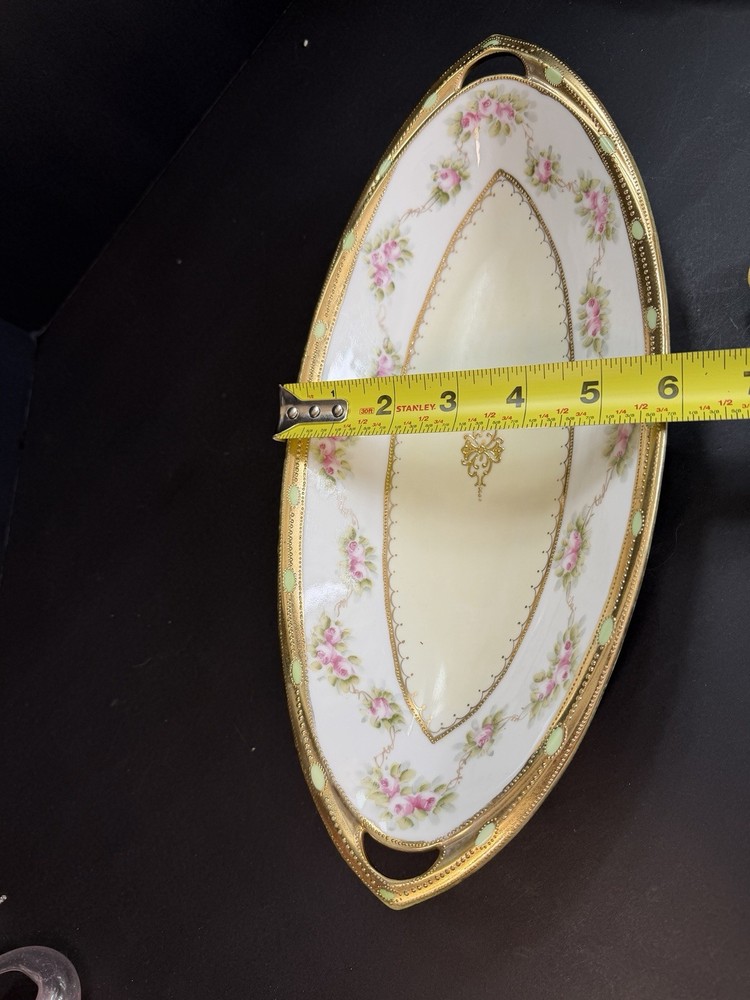 Antique Hand Painted Nippon Celery dish, open Salt Cellars Morimura